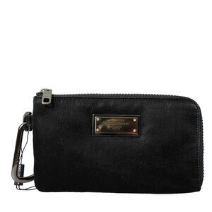 Dolce & Gabbana Dolce & Gabbana Black Nylon Logo Plaque Keyring Pouch Clutch Bag